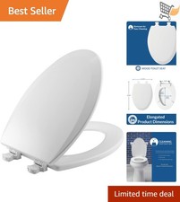 Wood Toilet Seat Elongated White Durable Easy Clean Hinges Bathroom Upgrade