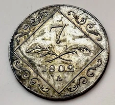 House of Habsburg 7 Kreuzer 1802 A Vienna Franz II 1792-1835 Her.884 F.VZ