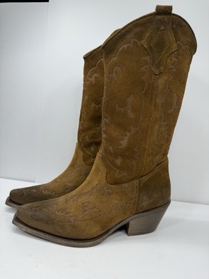 Sundance Catalog Delighted Legend Boots Brown Suede Western Size 38 US 8