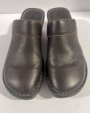 Born Brown Leather Clogs Women  s 8/39 Slip On Wedge Shoes Mules Hand Crafted EUC