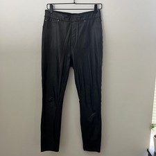 Spanx Faux Leather Pants Medium Black Leggings Skinny Pull On Stretch Moto Goth