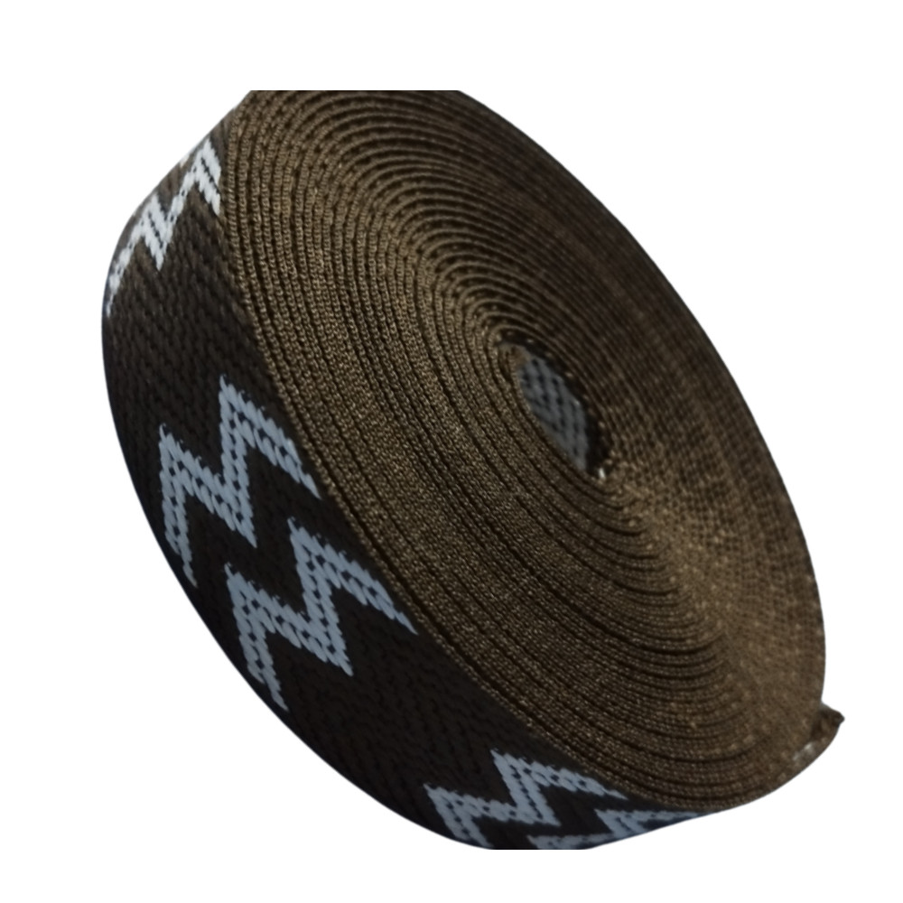 Sangle polyester 25mm ultra résistante noisette à motif flèches pour anses de sac durable