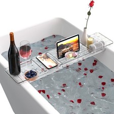 Expandable Bathtub Trays for Tub,Acrylic Bath Shelf Over Tub,with Non-Slip De...