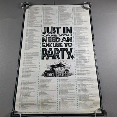 Vintage ''Excuse to Party'' Pop Culture History Poster 1992 Capital Concepts
