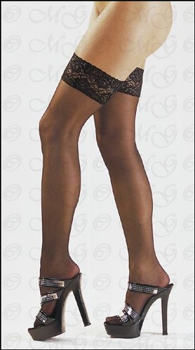 Lingerie - Lace Hold Ups Black - Picture 1 of 2