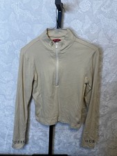 Guess Ribbed Quarter-Zip Mock Neck Long Sleeve Top Size M