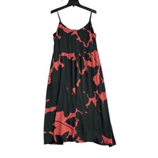 Loft Women's 14 Black & Red Floral Maxi Dress Adjustable Straps B1105