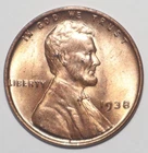 1938 Lincoln Cent RED CHOICE BRILLIANT UNCIRCULATED (J285)