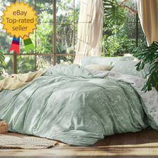 Queen Comforter Set  Sage Green Bed Set 3 Pieces Cute Floral Bedding