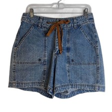 VTG Riders Denim Shorts Tie Waist High Waisted Mom Shorts Size 8M Retro Y2K