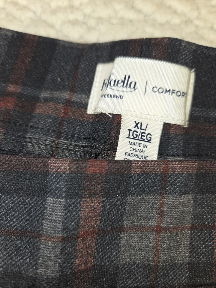 Женские леггинсы в клетку пулон размер XL Rafaella комфортные серые черные ржавчина опрятные - Изображение 3 из 4