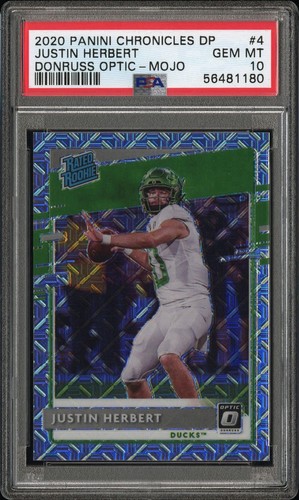 2020 Chronicles Draft Picks Justin Herbert #4 RC Donruss Optic Mojo /25 PSA 10