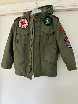 Alpha Industries M-65 Noah Field Coat Boy Jacket Olive Green YJM46600C1 (Sz:4-5)