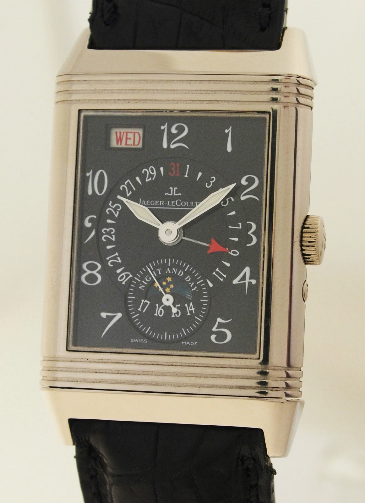 JAEGER LECOULTRE JAEGER LECOULTRE REVERSO FASI LUNARI DAY DATE & NIGHT DAY GRAND TAILLE ORO BIANCO