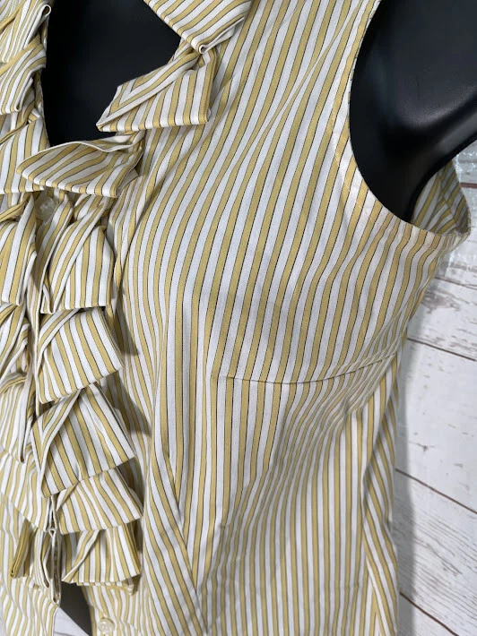 Camisa para mujer The Limited Essential blusa a rayas con volantes sin mangas talla XS Foto 4 de 4