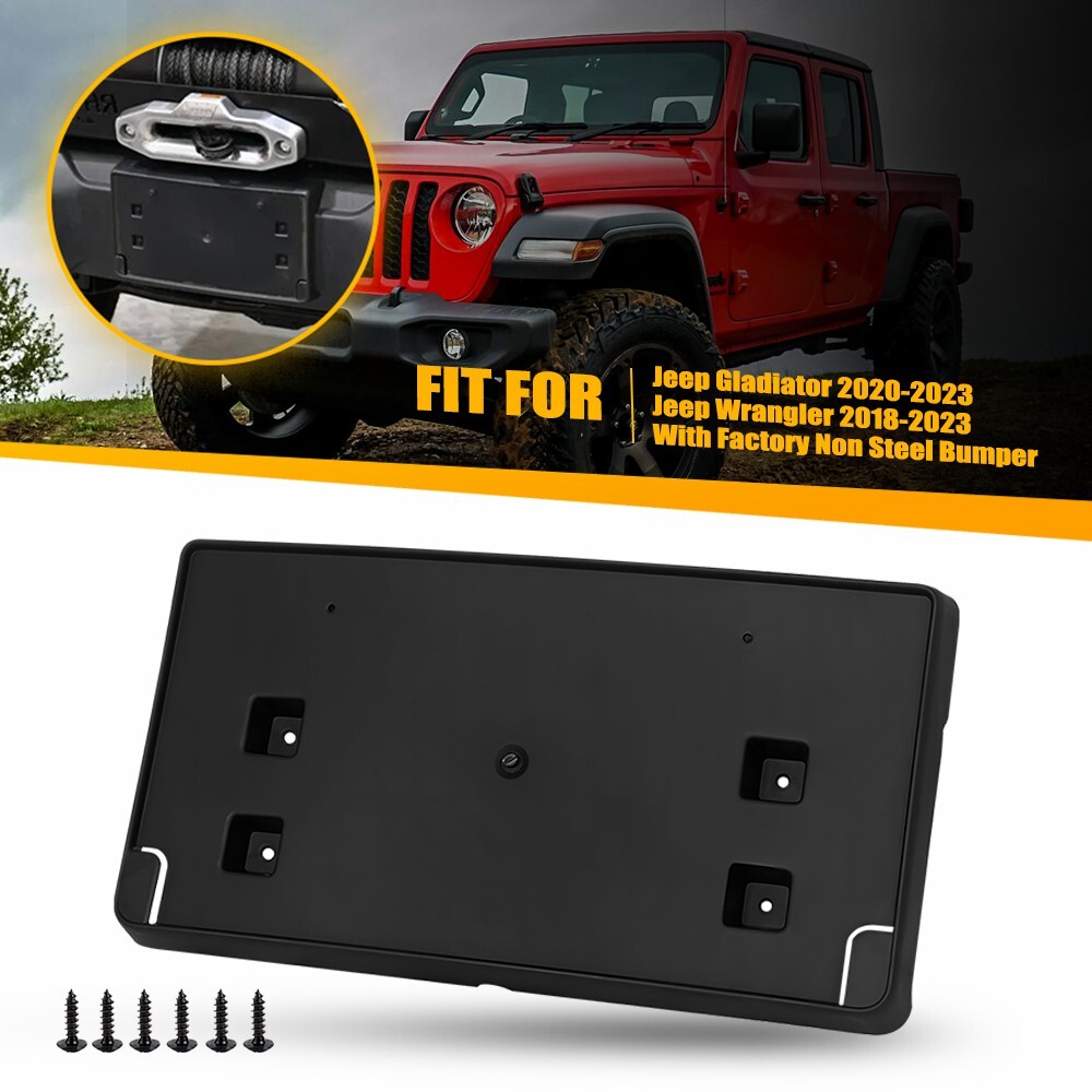 Jeep Gladiator Wrangler License Plate Bracket Holder 2018-2023