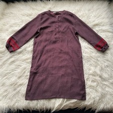 Loft Burgundy Boho Dot Shift Dress