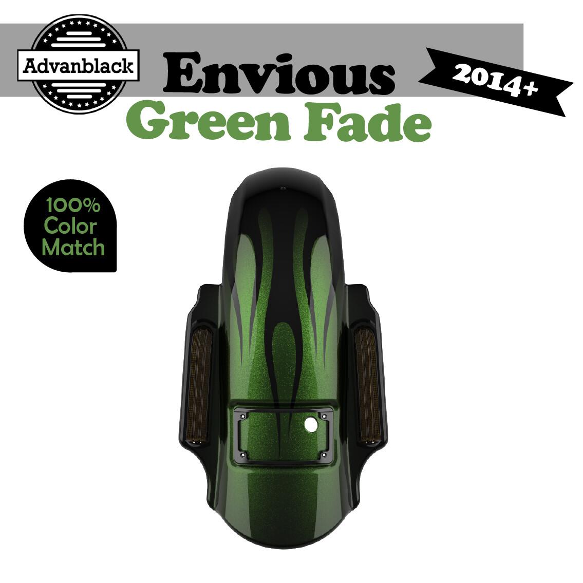 Advanblack Dominator Stretched Rear Fender 2 Into 1 For Harley Street/Road Glide 2014-2022, Smoke Lens