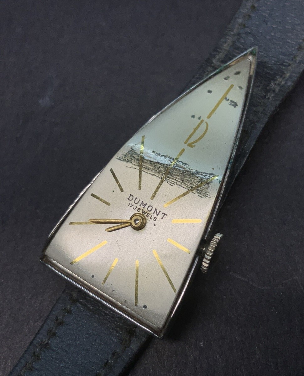 Vintage Rare Dumont watch triangle womens 17 jewels art deco runs
