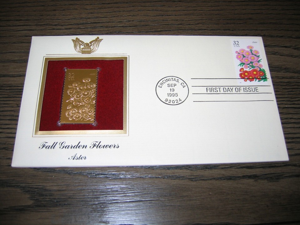 1995 Aster Fall Garden Flowers Replica Gold Stamp Golden Cover eBay