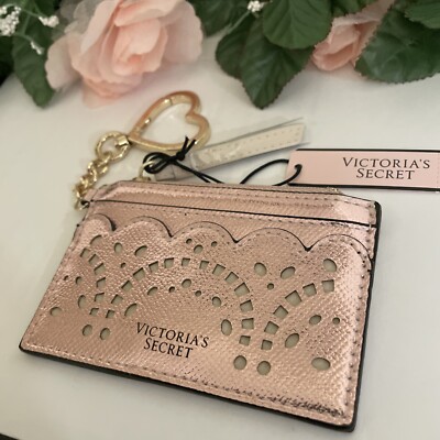 VICTORIAS SECRET Credit Card Case Wallet Coin w/ Keychain Pink
