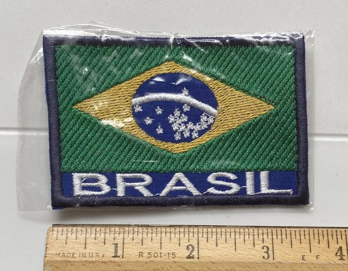 Brasil Brazil Brazilian National Flag Souvenir 3.5” long Embroidered Patch  Badge