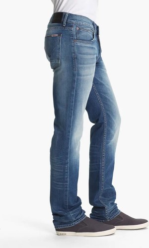Hudson Byron Blue Wash Denim Jeans 5-Pocket Stretch Straight Men's Size 32 X 32 - Picture 2 of 9