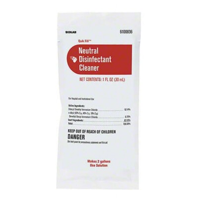 Neutral Disinfectant Cleaner Ecolab Quik Fill - 50 (1 oz) Packets Per Box
