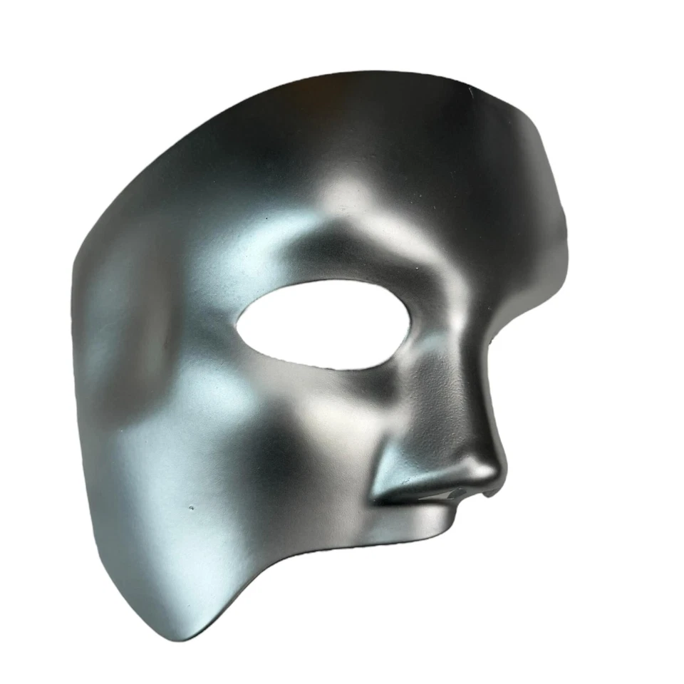 Silver Phantom of the Opera Half Face Men Masquerade Mask Costume Prom Party - Image 2 of 4