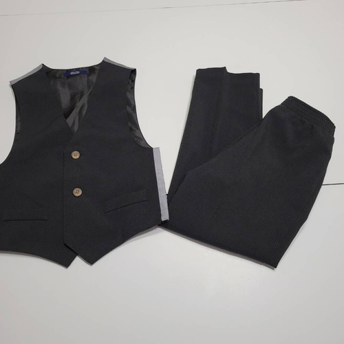 Izod Boys 2 Piece Pant Suit Set Black Gingham Pockets Buttons Elastic Waist 5 - Picture 7 of 12
