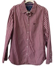 American Eagle Mens XL Red Long Sleeve Stripe Dress Shirt Vintage Fit
