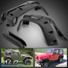 Wide Black Pocket Extended Fender Flares Kit Fit For 97-06 Jeep Wrangler TJ
