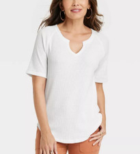 NEW Knox Rose Women's Short Sleeve Waffle Thermal Top Plus Size 3X