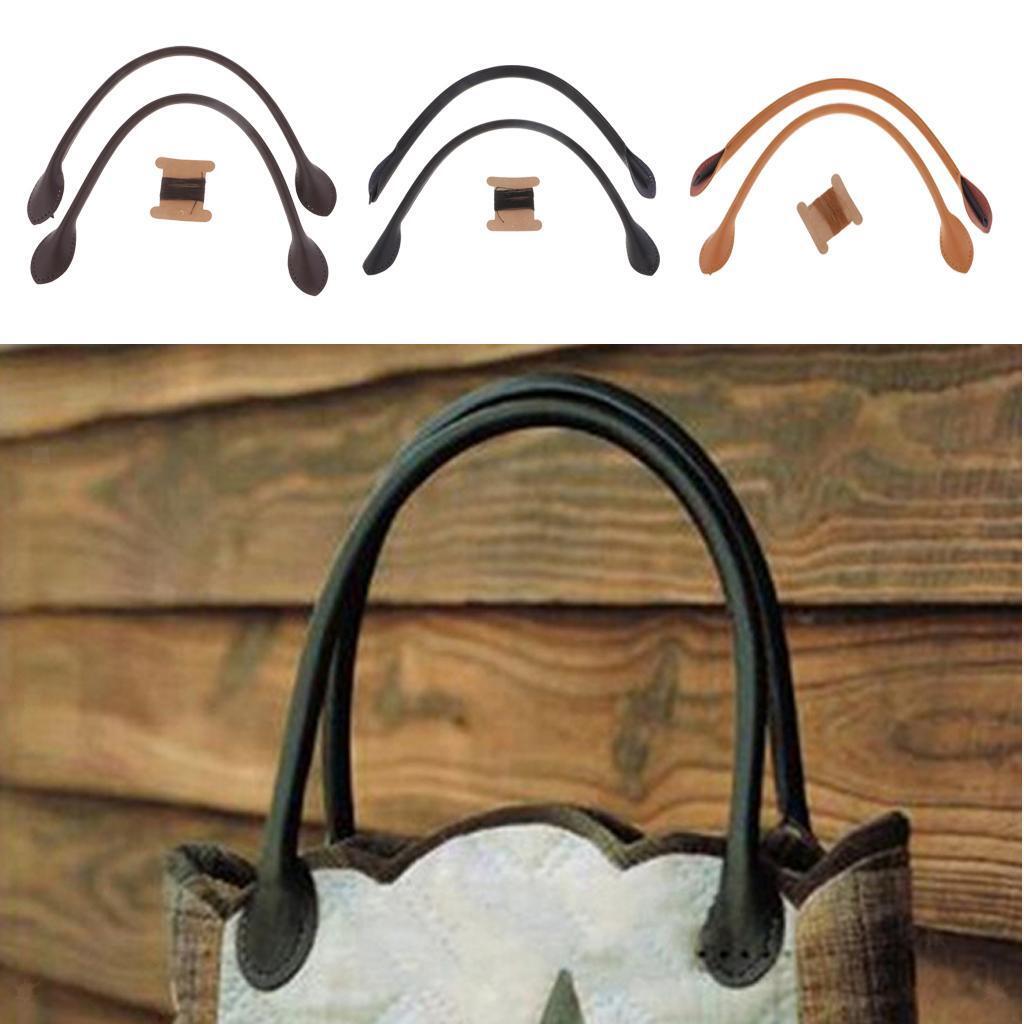 1 Pair 47cm Replacement Artificial Leather Handle Strap