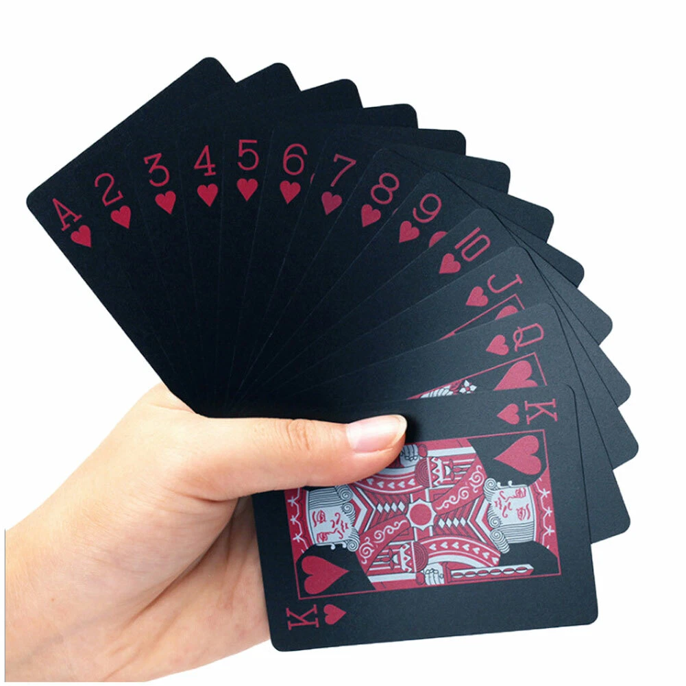 2 Decks Black Poker Playing Cards PVC Plastic High Quality Durable  Waterproof