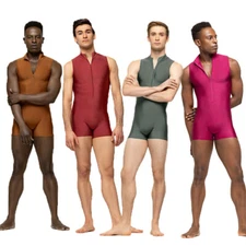 Men One Piece Tank Top Leotard Gymnastics Bodysuit Wrestling Singlet Jumpsuit