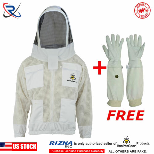 Beepro 3 Layer beekeeping jacket bee hat ventilated protective fancy Veil@3XL-21