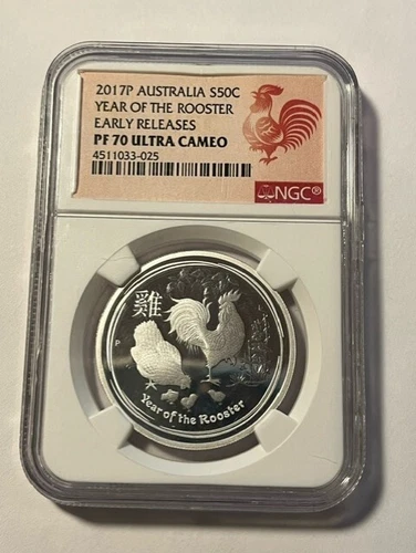 2017P Australia 50c/NGC Proof 70 UC/Rooster/Early Release/1/2 oz./.999 #11491