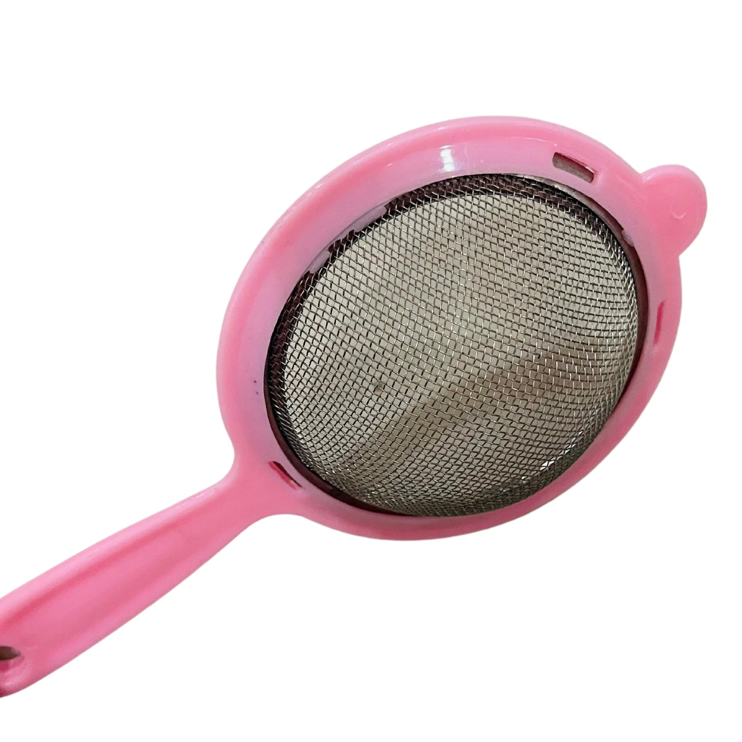 Stainless Steel Fine Mesh Strainer or filter with pink colour plastic handle