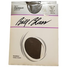 1980s Bill Blass Sandalfoot Cotton Crotch Opaque Pantyhose - Olive - Size A NOS