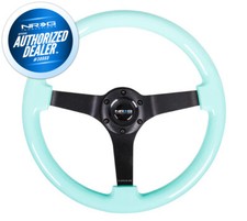 Nrg Steering Wheel Minty Fresh Woodgrain 350mm Black Spokes 3 Deep Rst-036mf-bk