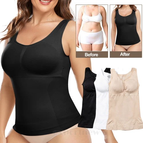 Women's Tummy Control Vest Top Slimming Camisole Compression Frim Body Shaper US - Picture 1 of 21