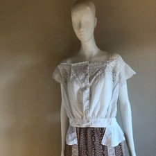 Edwardian corset cover lace antique vintage waist 28