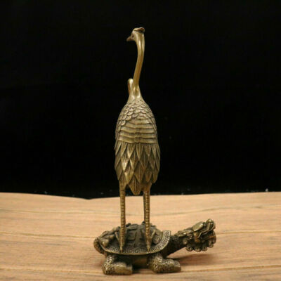Chinese Brass Handmade Exquisite Crane & Turtle Statue 27085 | eBay