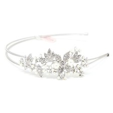 Wedding Rhinestones/pearl flowers silver Metal Head Jewelry bride Headband 818