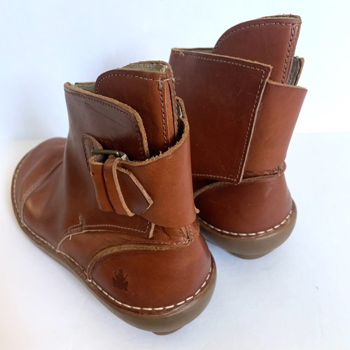 El Naturalista Boots 41 Womens Brown Leather Buckle Ankle Round Toe Comfort Boho - Picture 4 of 8