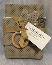 Baby Gift Set 4 Piece, Brown Polka Dots And Paisleys