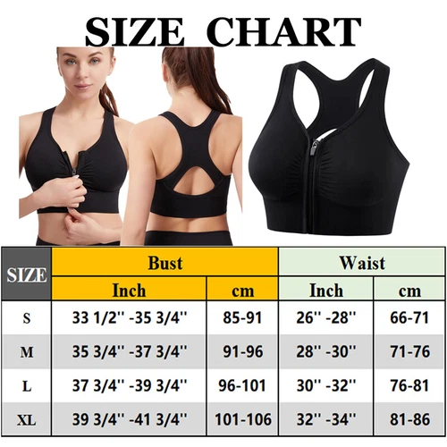 Damen Frontreißverschluss Sport Tank BH bequem & hautfreundlich Racerback Alltag - Bild 15 von 43