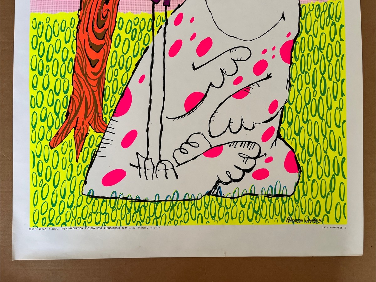 Happiness is vintage 1971 blacklight poster Artko studios Reese