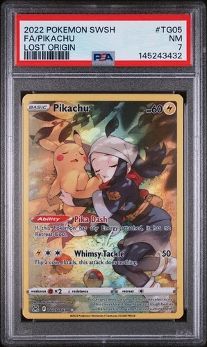 Pokémon Lost Origin Pikachu TG05 Full Art Trainer Gallery PSA 7 NM